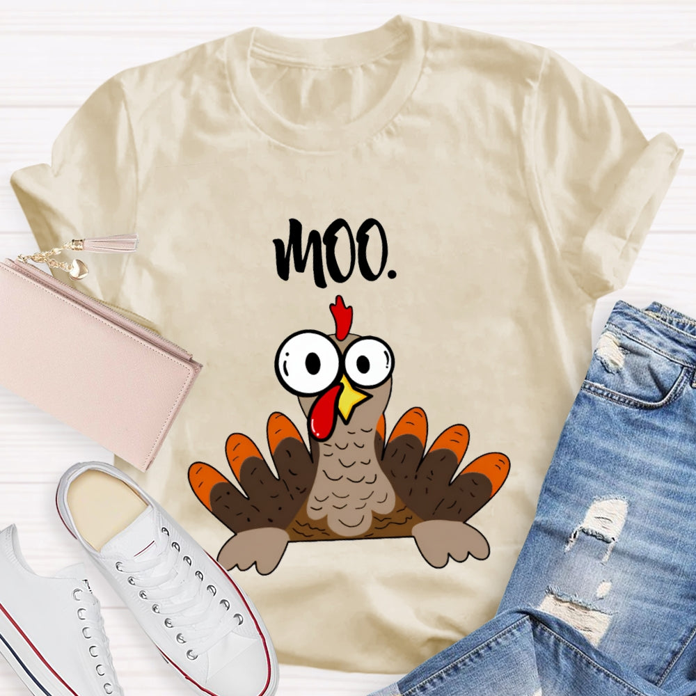 Moo Turkey Thanksgiving Teacher T-Shirt