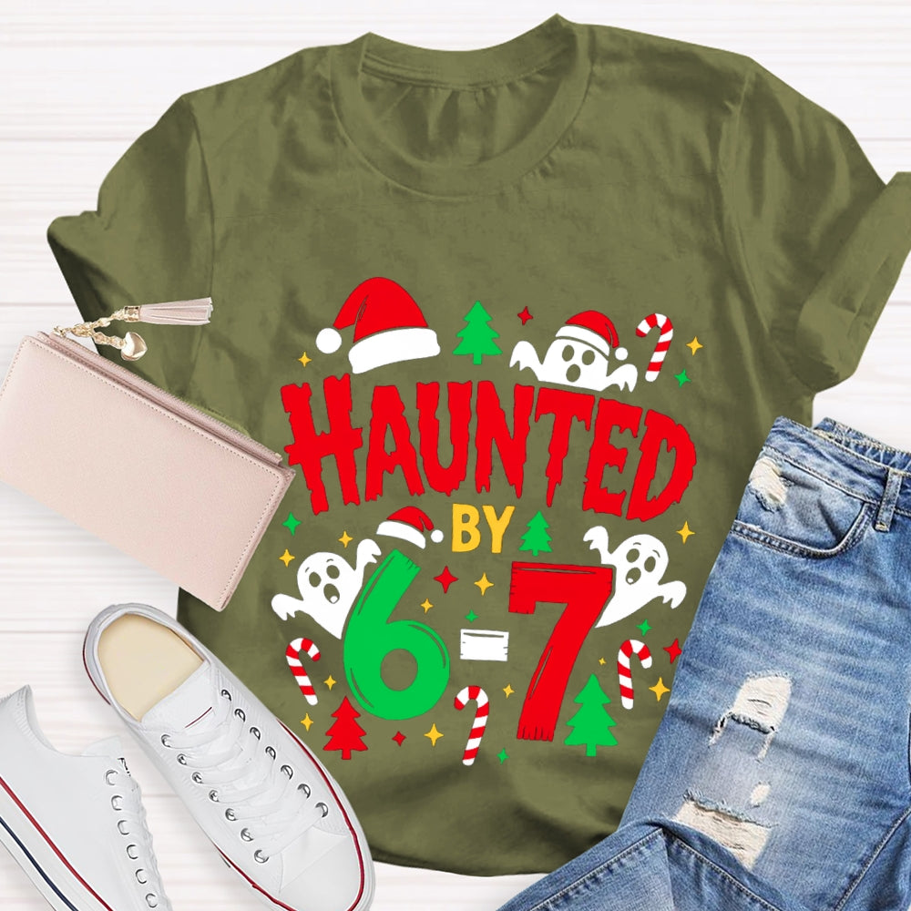 Haunted By Six Seven Christmas Math Ghost Teacher T-Shirt