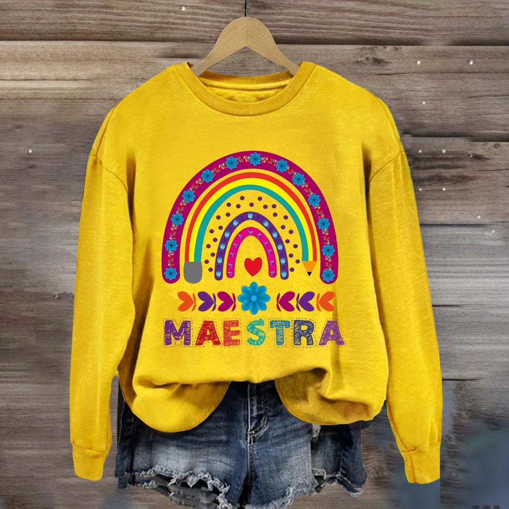 Maestra Purple Rainbow Heart Sweatshirt