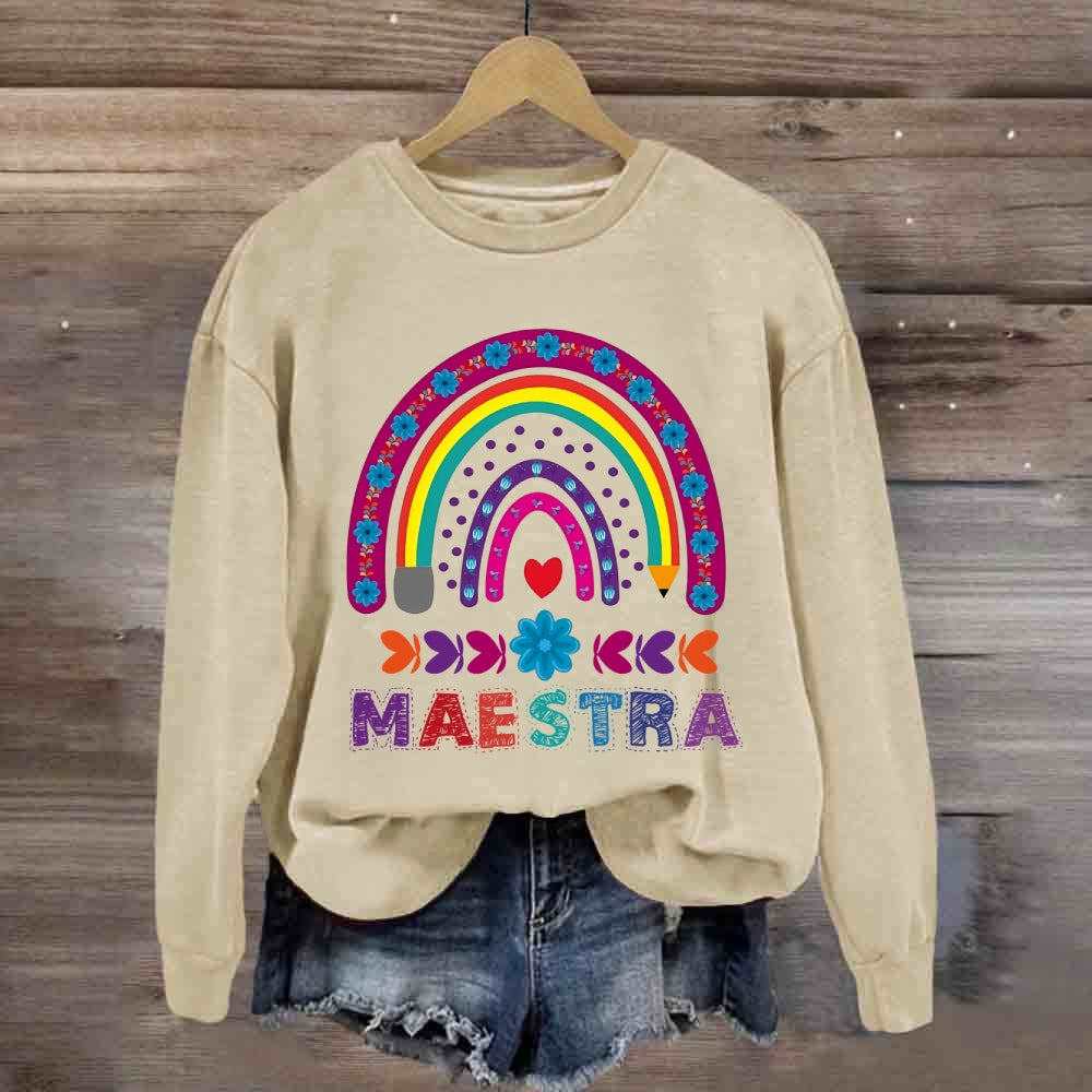 Maestra Purple Rainbow Heart Sweatshirt