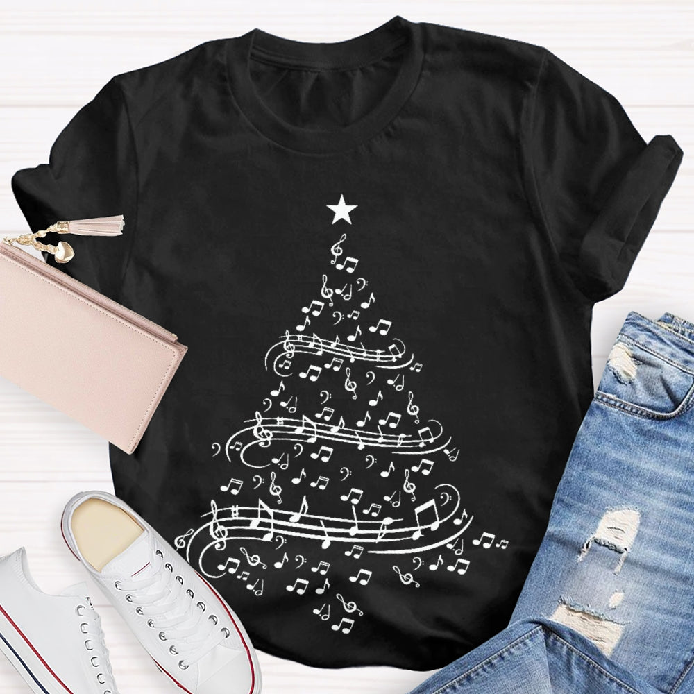 Musical Notes Christmas Tree T-shirt