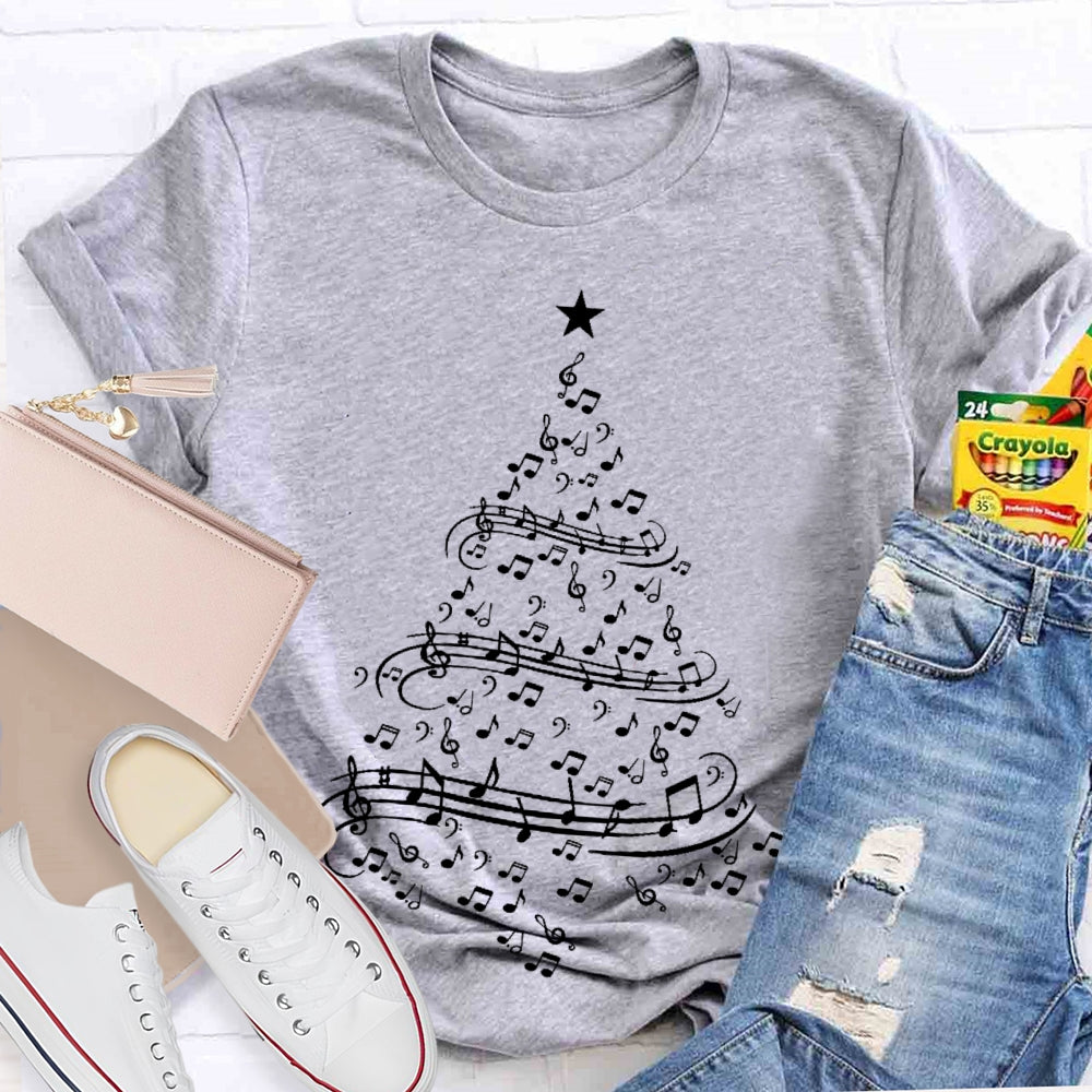 Musical Notes Christmas Tree T-shirt