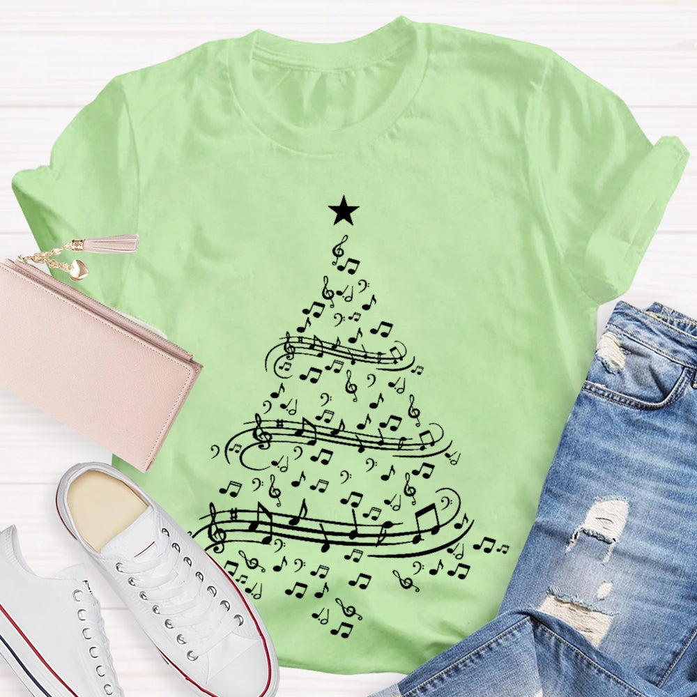 Musical Notes Christmas Tree T-shirt