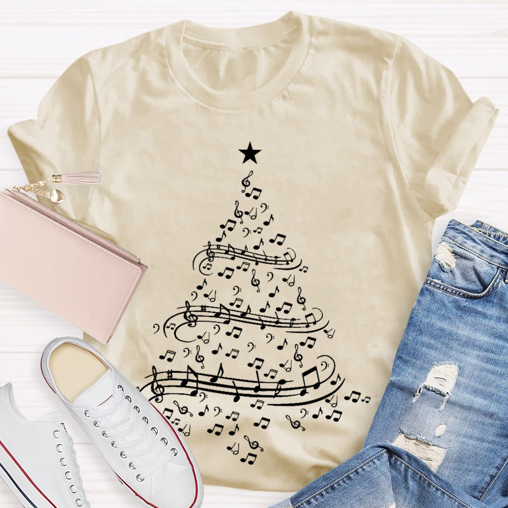 Musical Notes Christmas Tree T-shirt