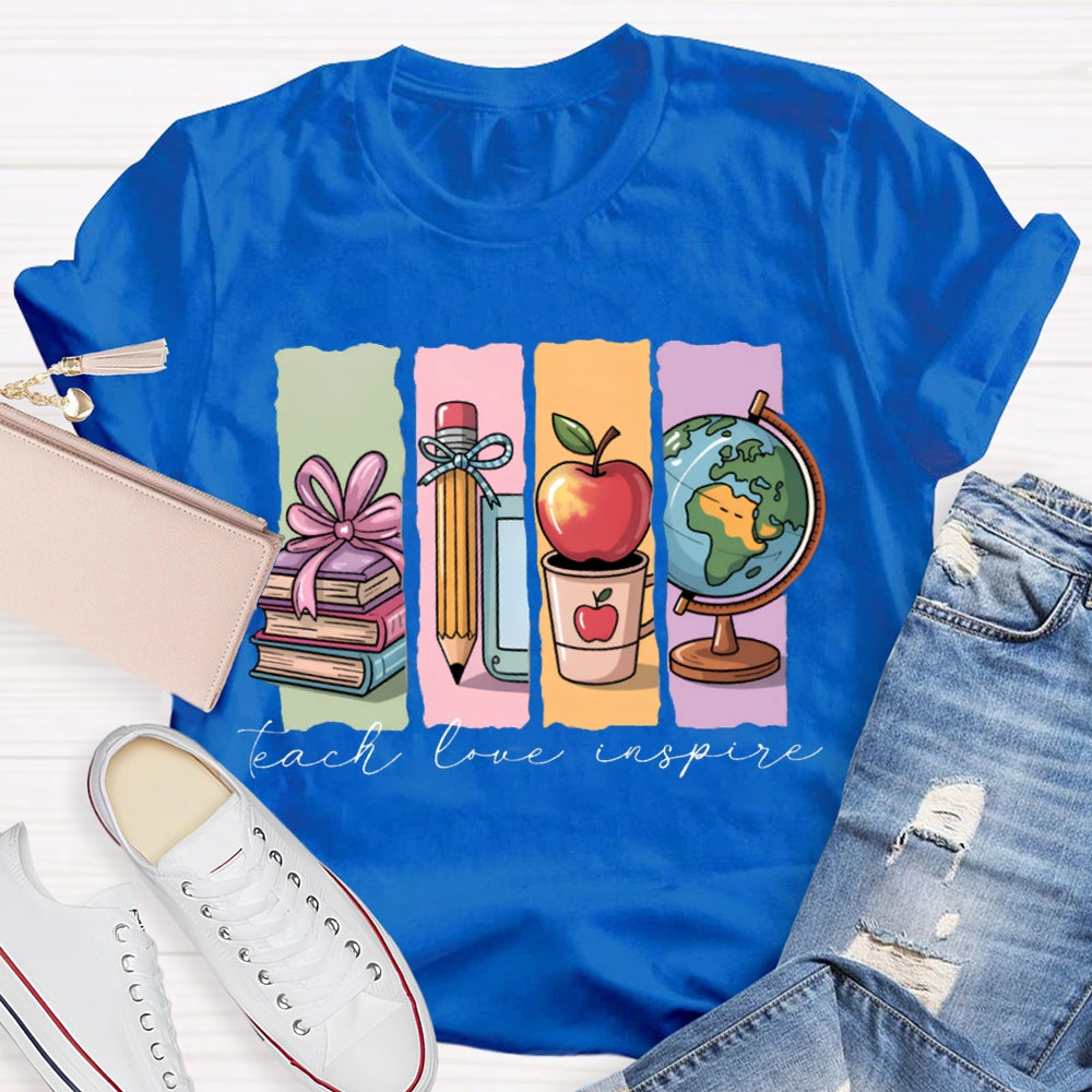 Teach Love Inspire Colorful Square Print T-shirt
