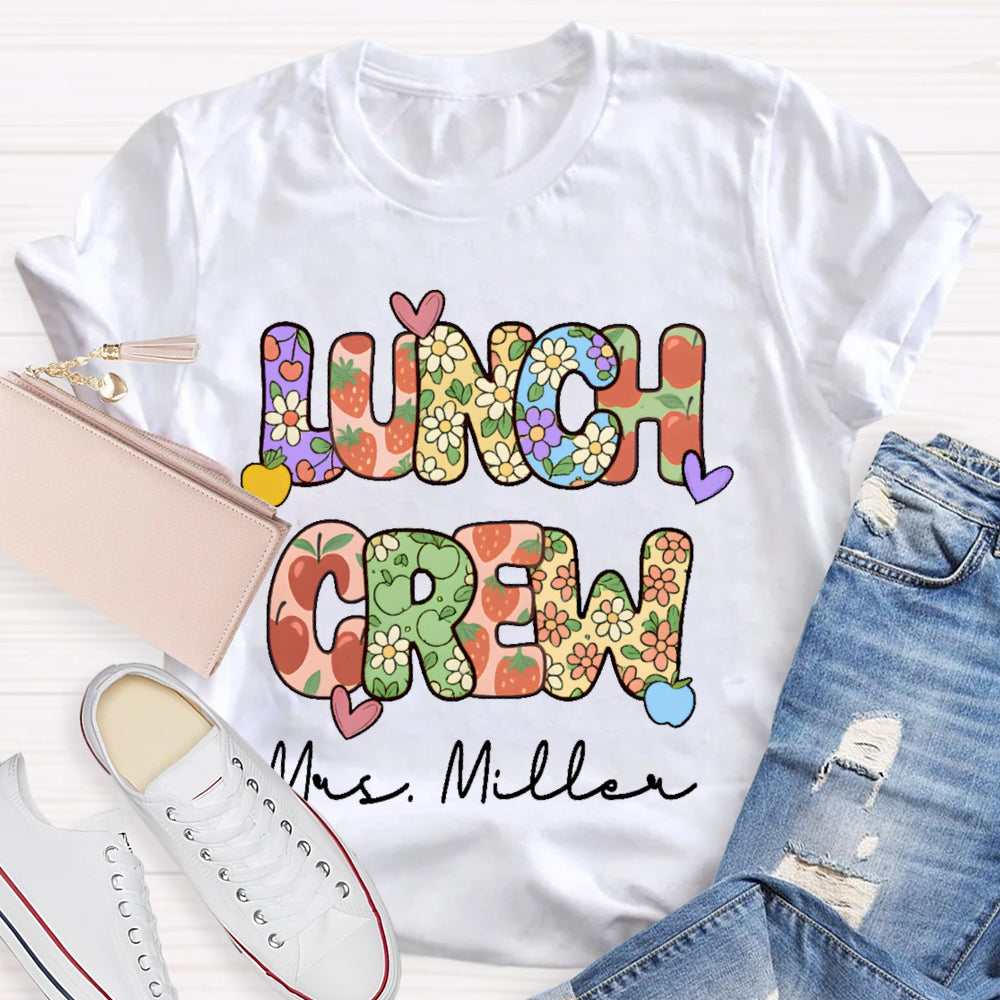 Personalized Name Lunch Crew Floral T-shirt