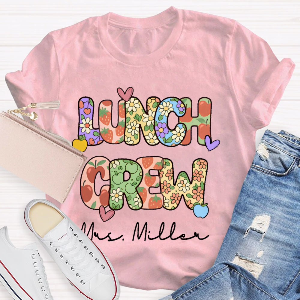 Personalized Name Lunch Crew Floral T-shirt