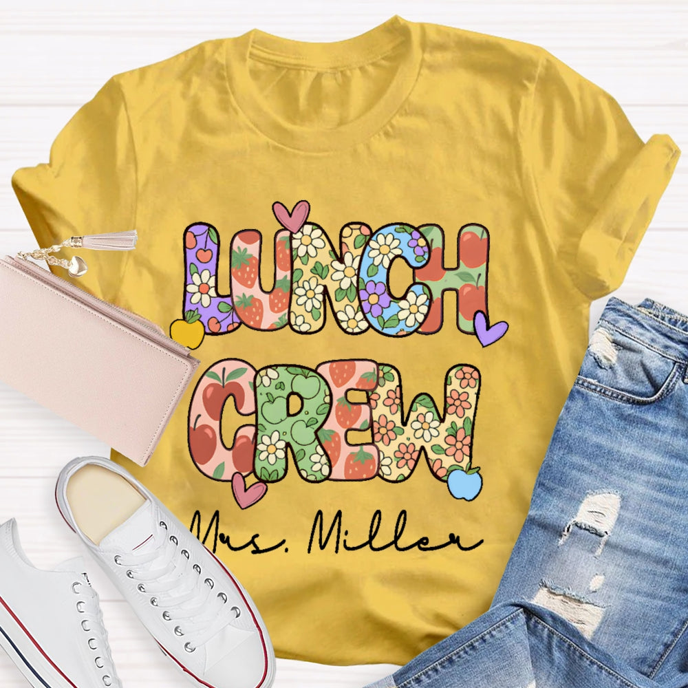 Personalized Name Lunch Crew Floral T-shirt