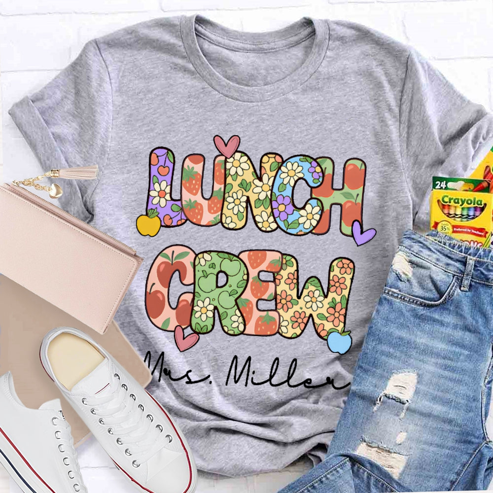 Personalized Name Lunch Crew Floral T-shirt