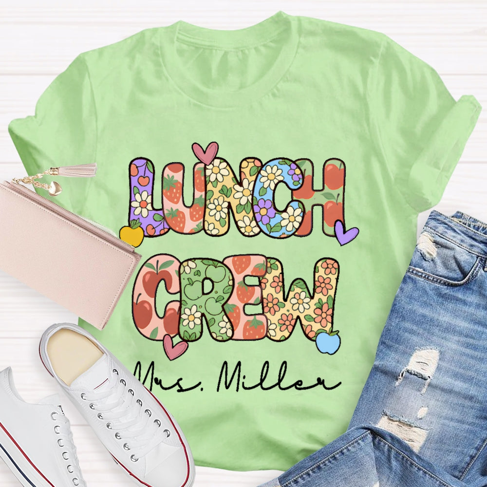 Personalized Name Lunch Crew Floral T-shirt