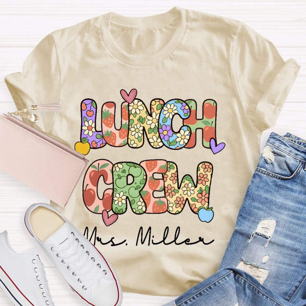 Personalized Name Lunch Crew Floral T-shirt