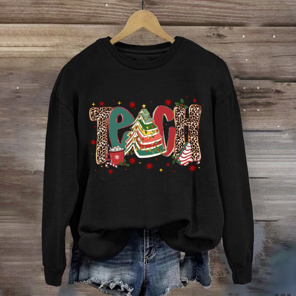 Teach Christmas Books Tree Sweatshirt