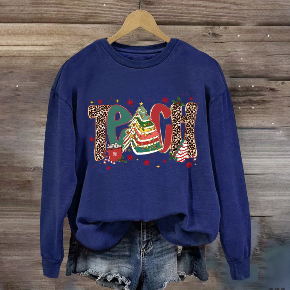 Teach Christmas Books Tree Sweatshirt