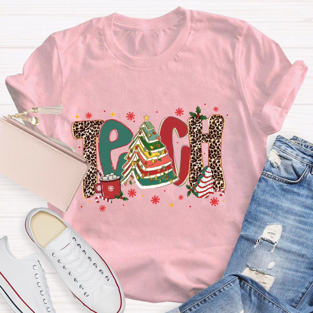 Teach Christmas Books Tree T-Shirt