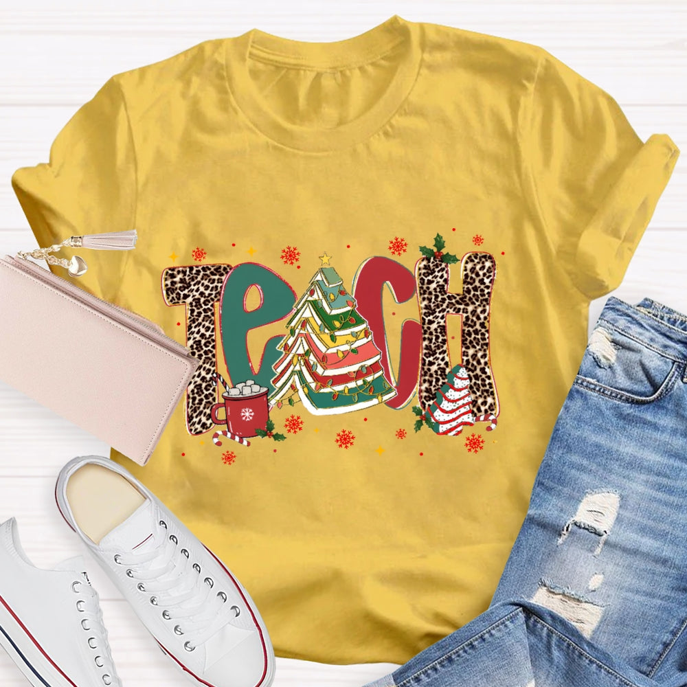 Teach Christmas Books Tree T-Shirt