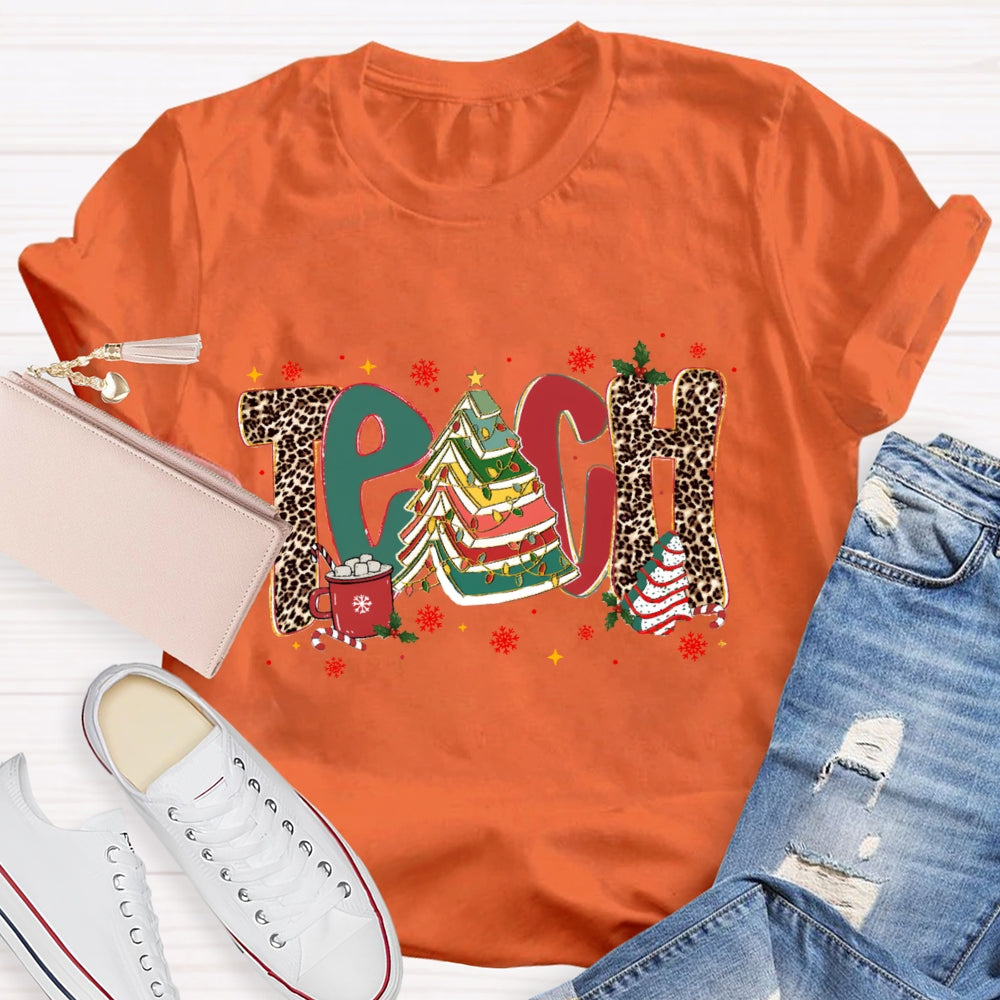 Teach Christmas Books Tree T-Shirt