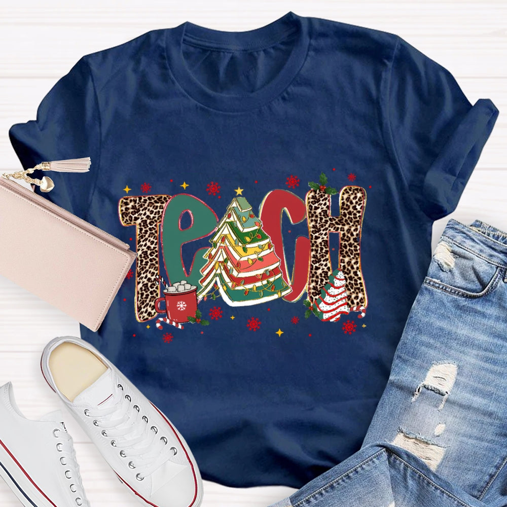 Teach Christmas Books Tree T-Shirt