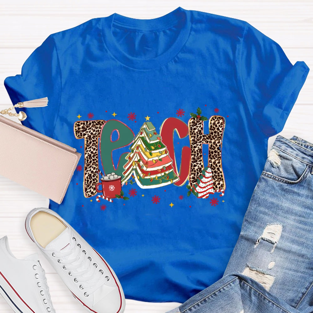 Teach Christmas Books Tree T-Shirt