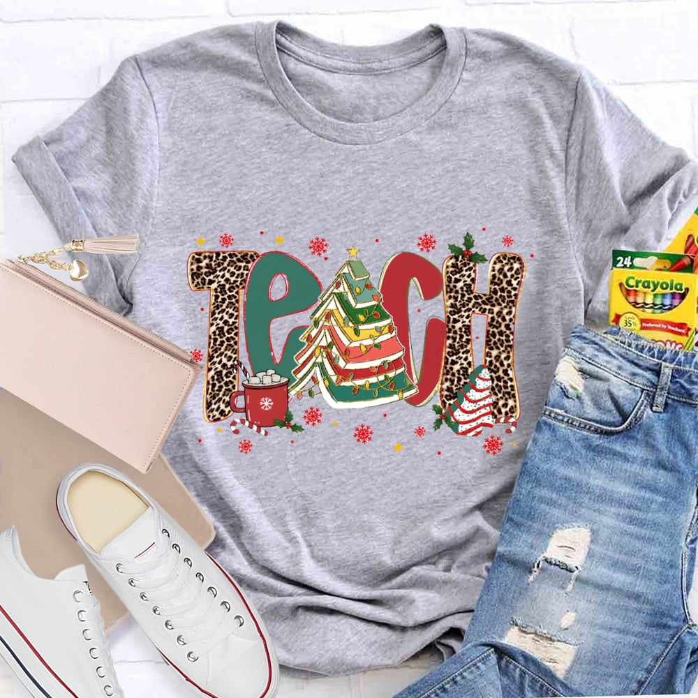Teach Christmas Books Tree T-Shirt