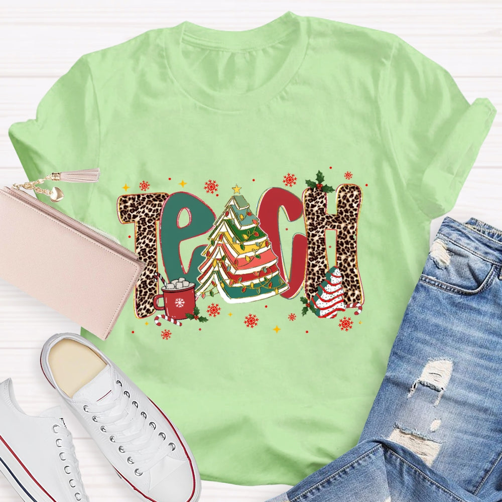 Teach Christmas Books Tree T-Shirt