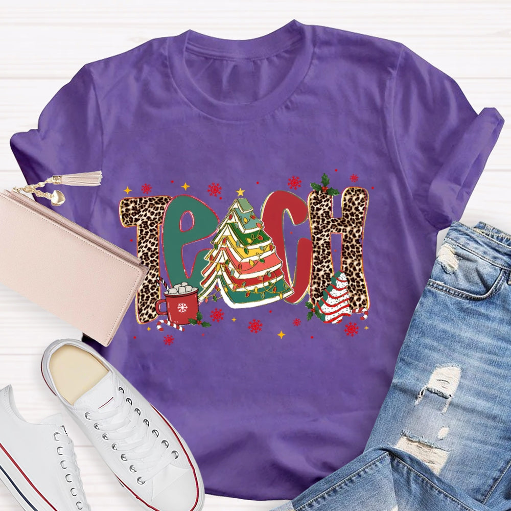 Teach Christmas Books Tree T-Shirt