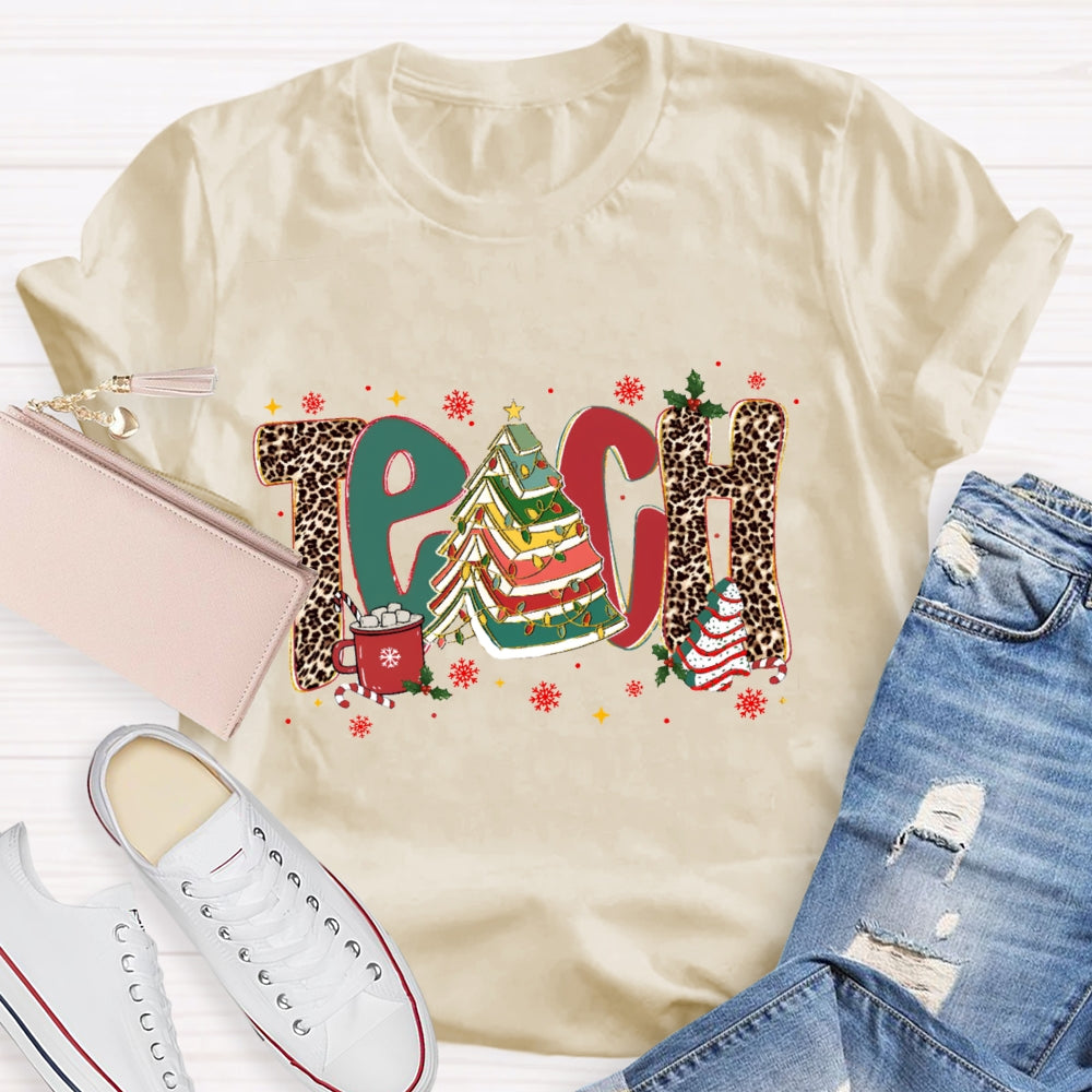 Teach Christmas Books Tree T-Shirt
