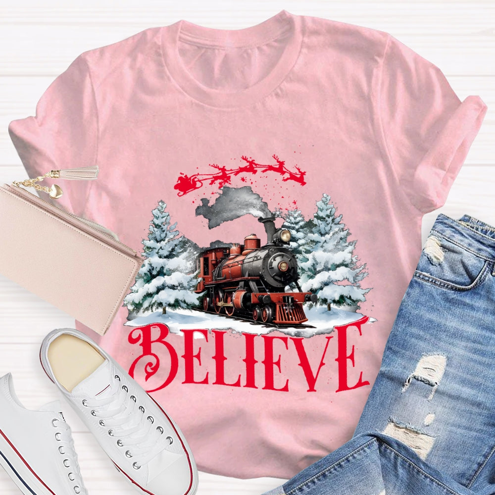 Believe Christmas Train T-shirt