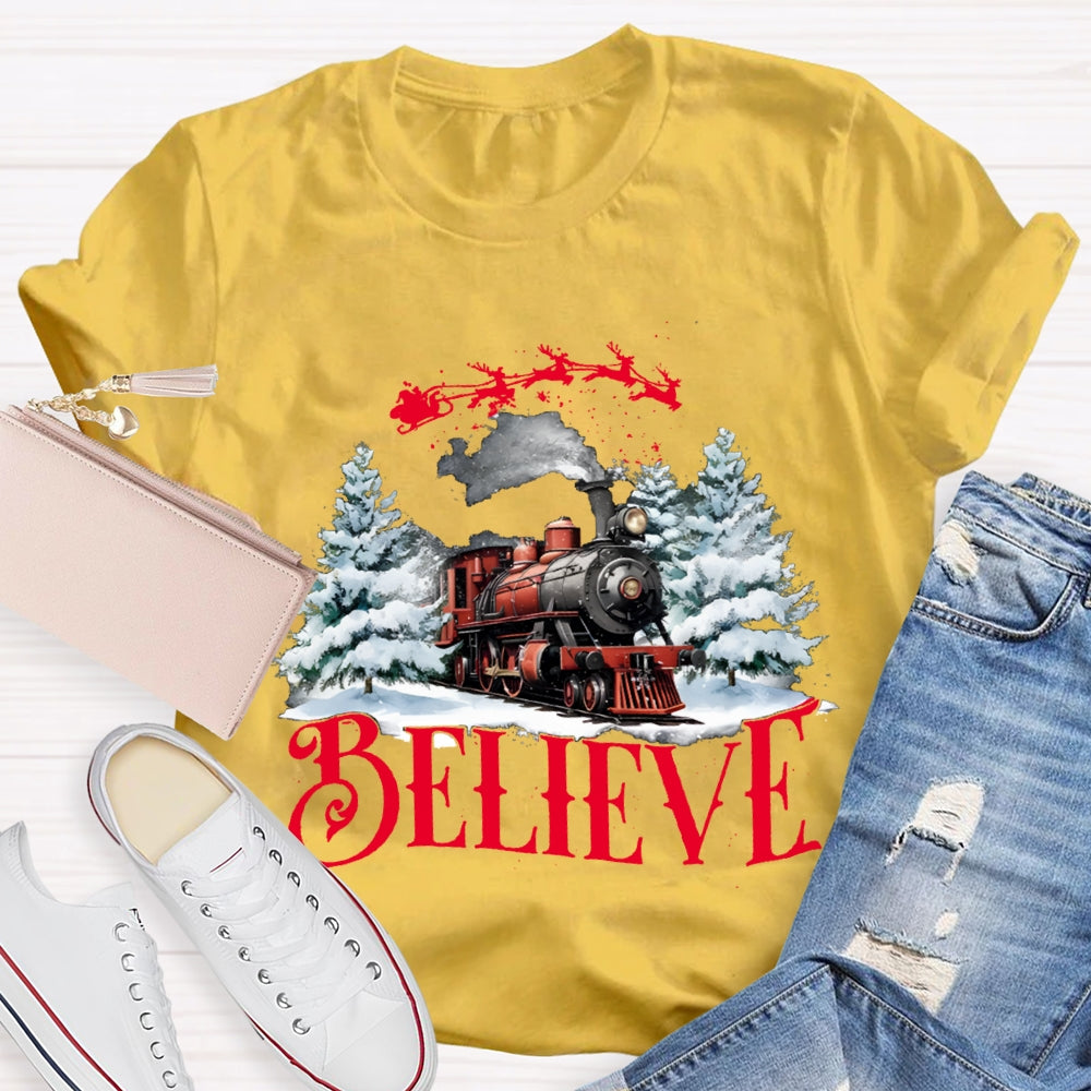 Believe Christmas Train T-shirt