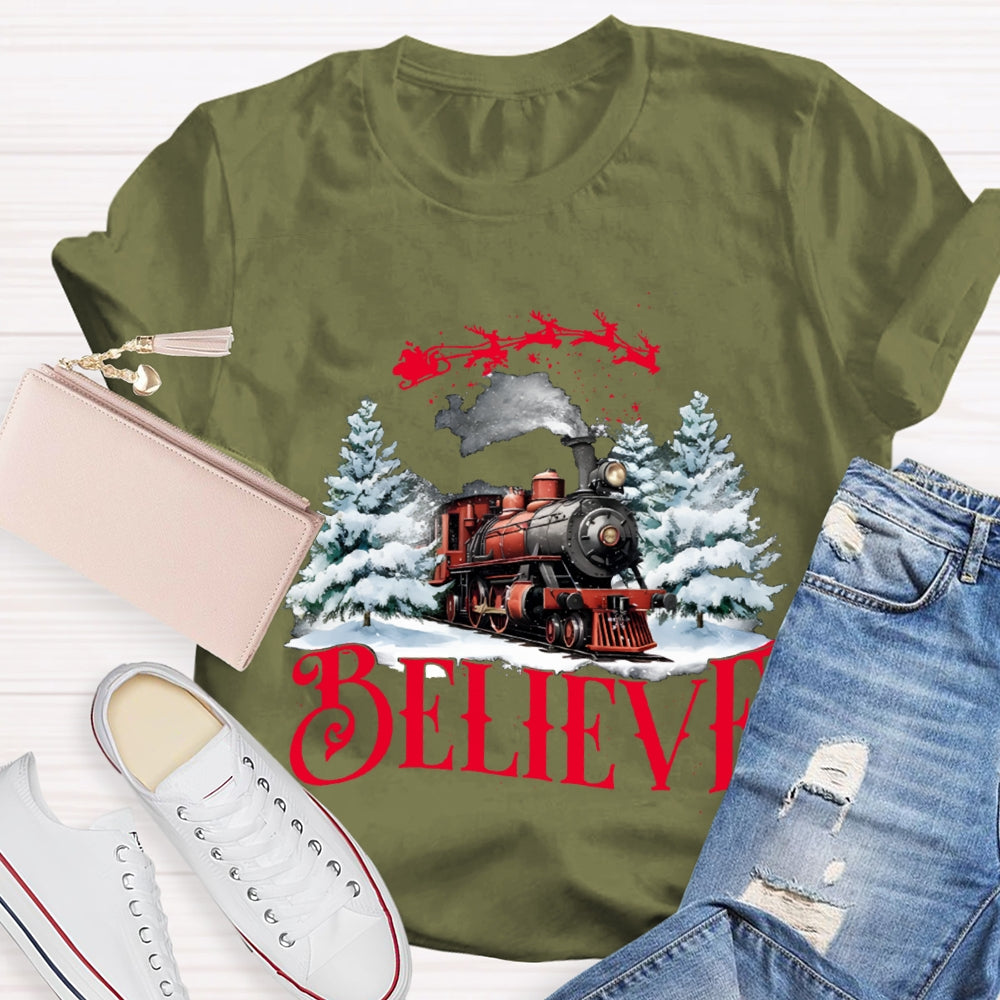 Believe Christmas Train T-shirt