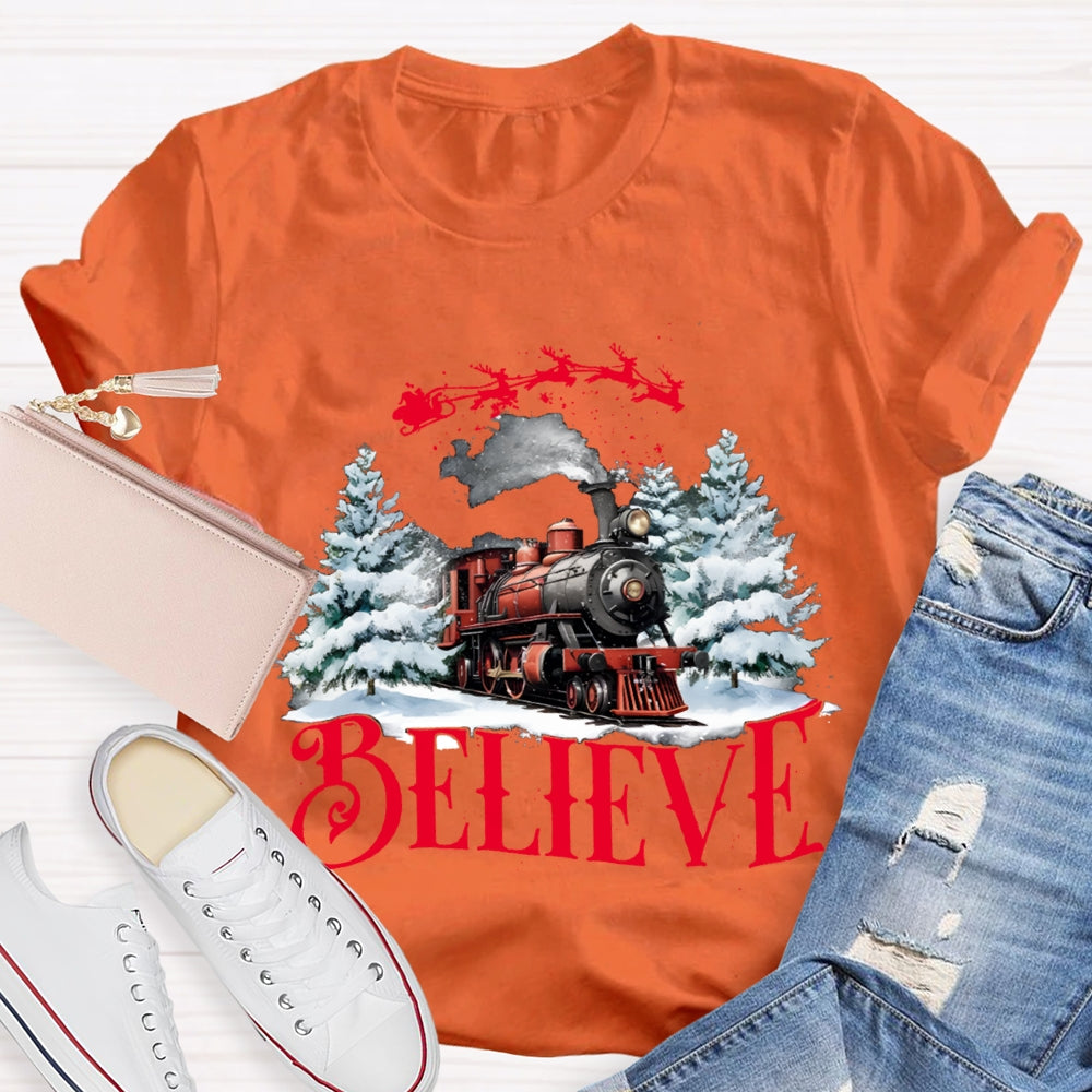 Believe Christmas Train T-shirt