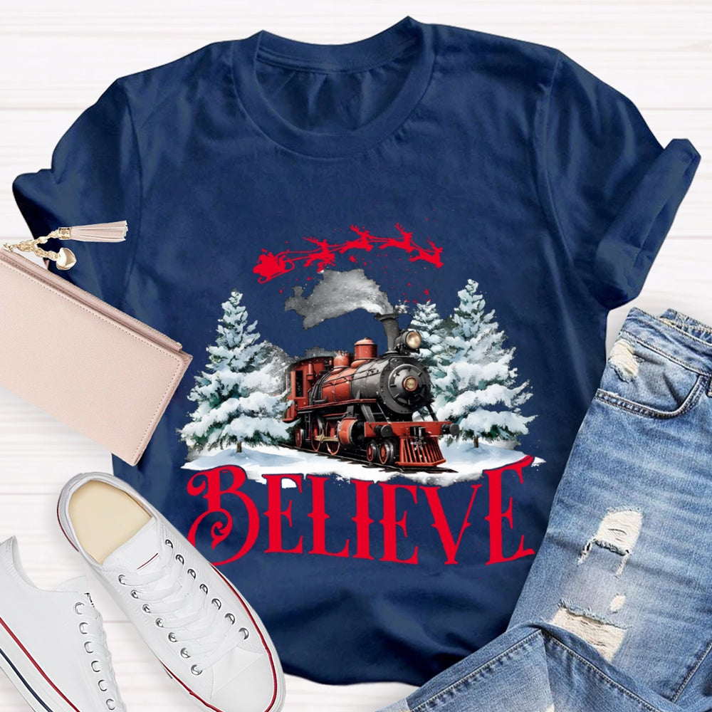 Believe Christmas Train T-shirt