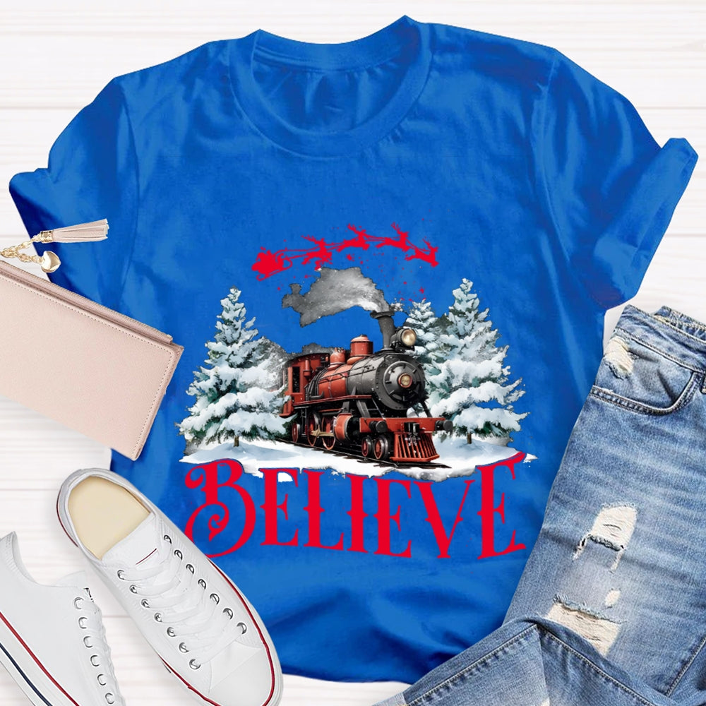Believe Christmas Train T-shirt