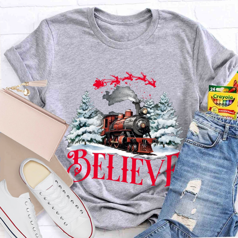 Believe Christmas Train T-shirt
