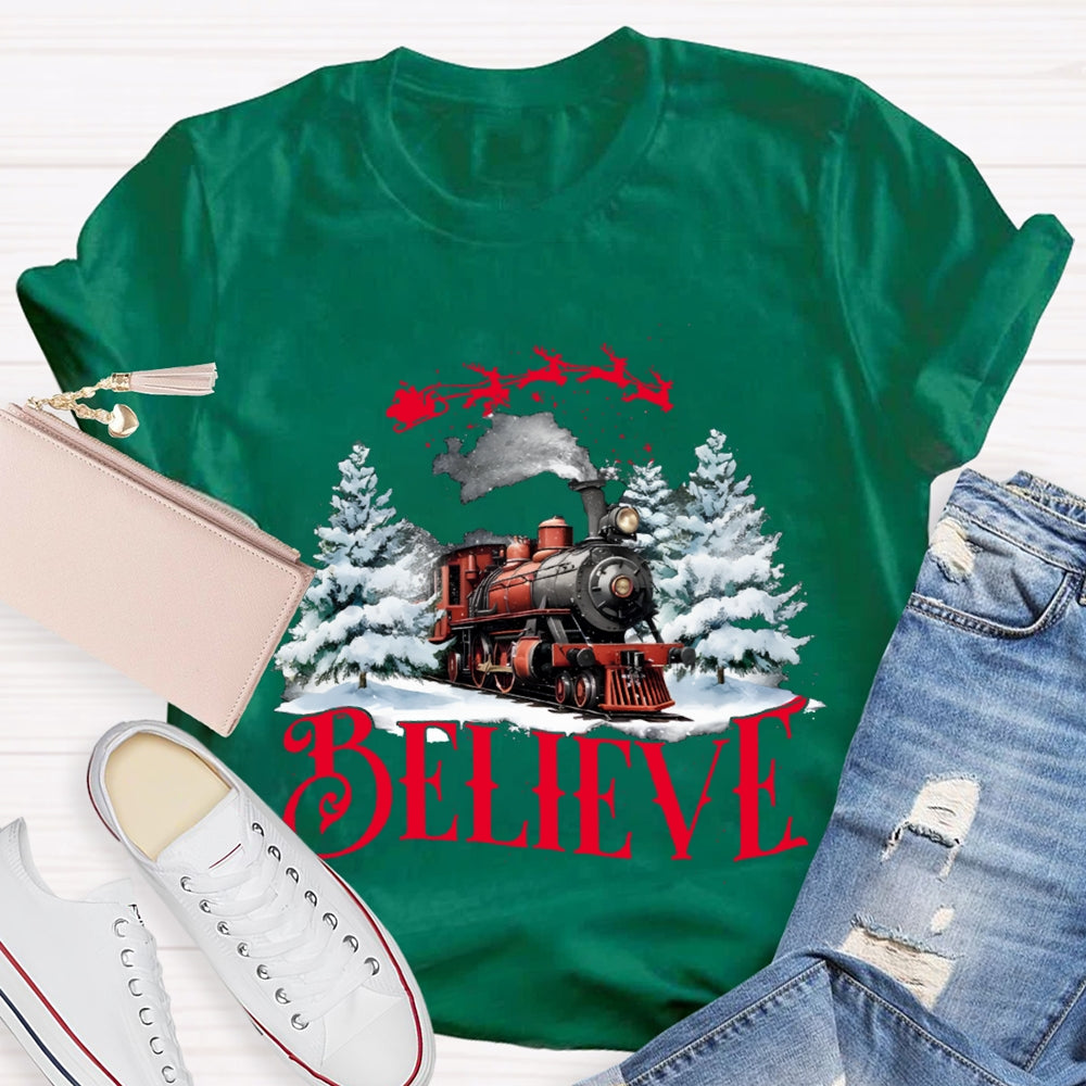 Believe Christmas Train T-shirt
