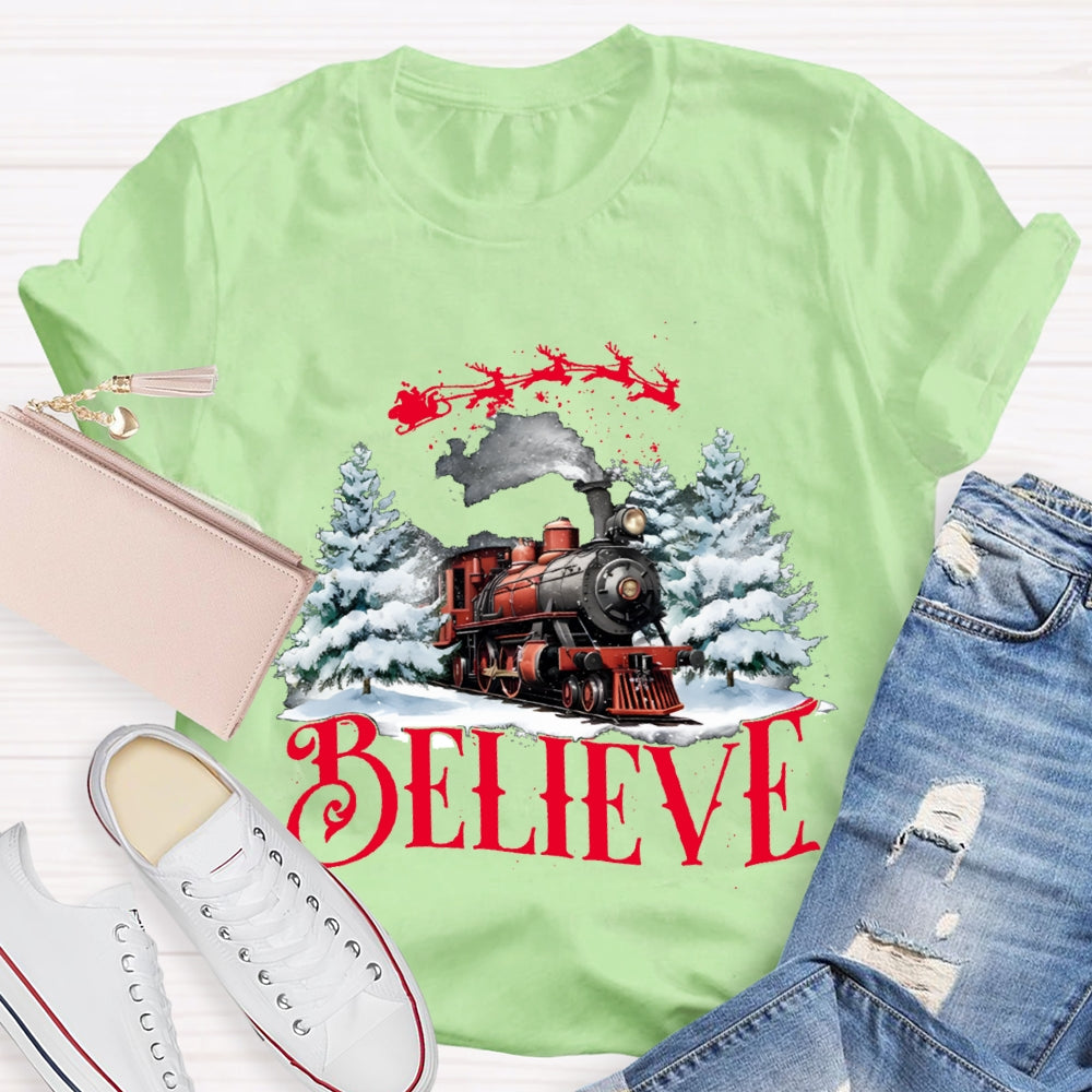 Believe Christmas Train T-shirt