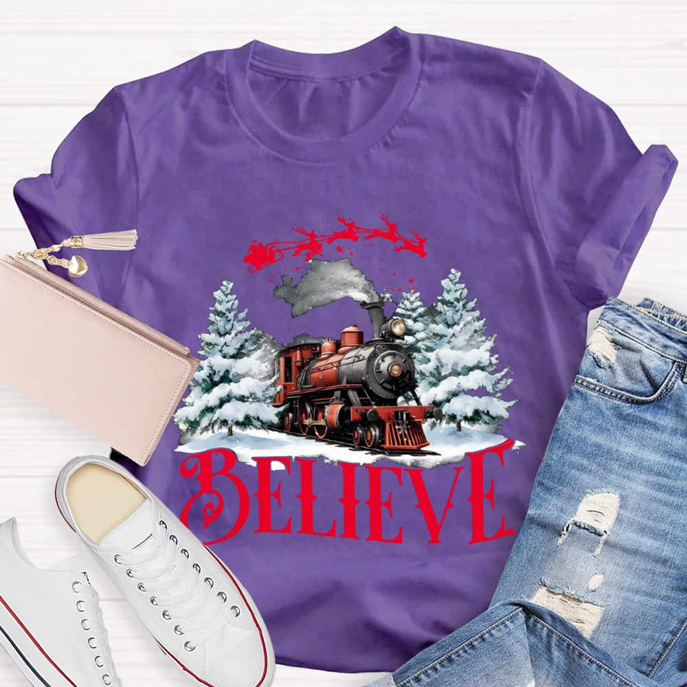 Believe Christmas Train T-shirt