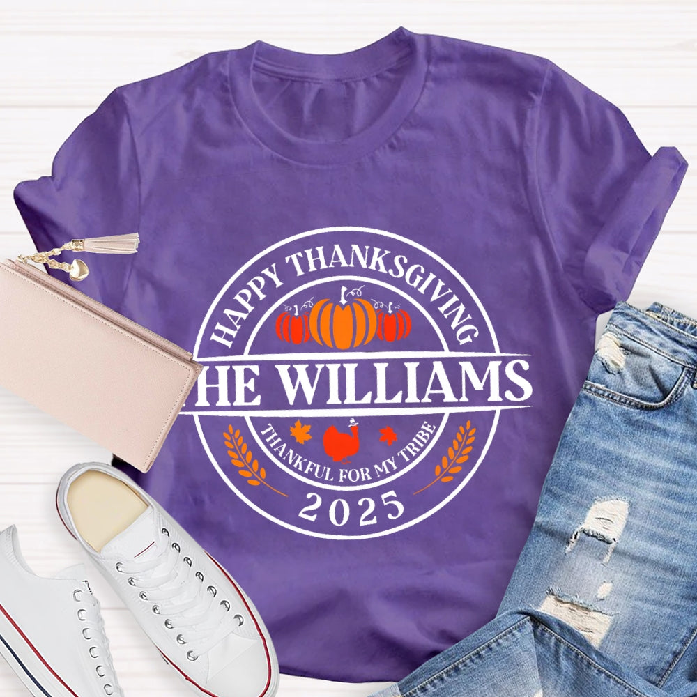 Personalized Name Happy Thanksgiving Thankful For My Tribe T-Shirt