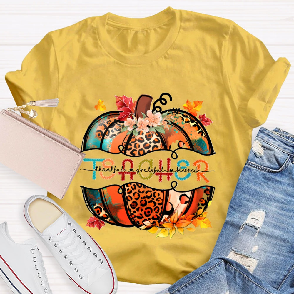 Thankful Grateful Blessed Fall Pumpkin T-Shirt