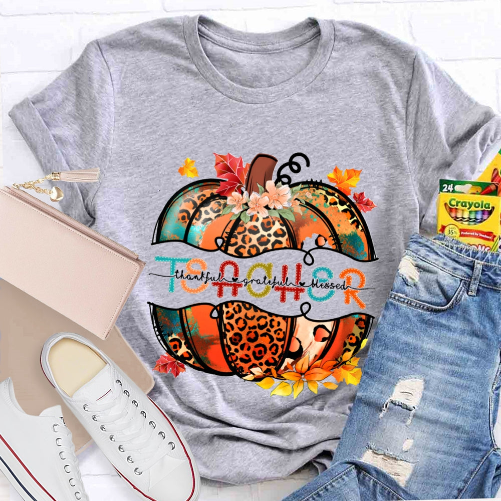 Thankful Grateful Blessed Fall Pumpkin T-Shirt