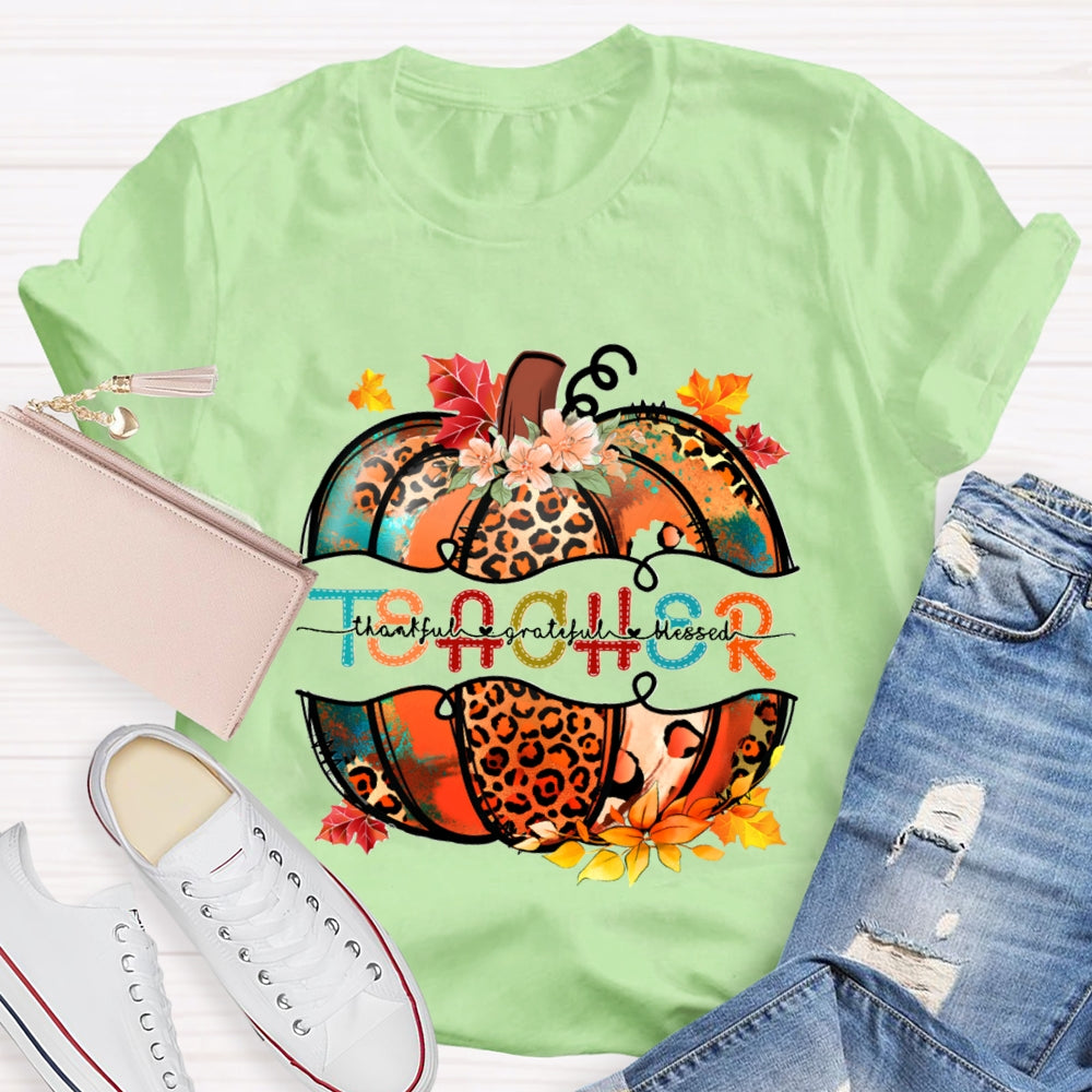 Thankful Grateful Blessed Fall Pumpkin T-Shirt