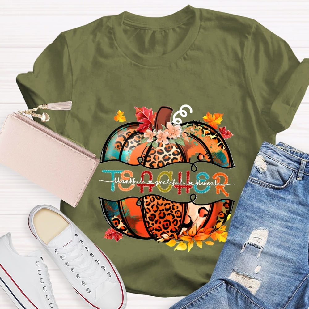 Thankful Grateful Blessed Fall Pumpkin T-Shirt