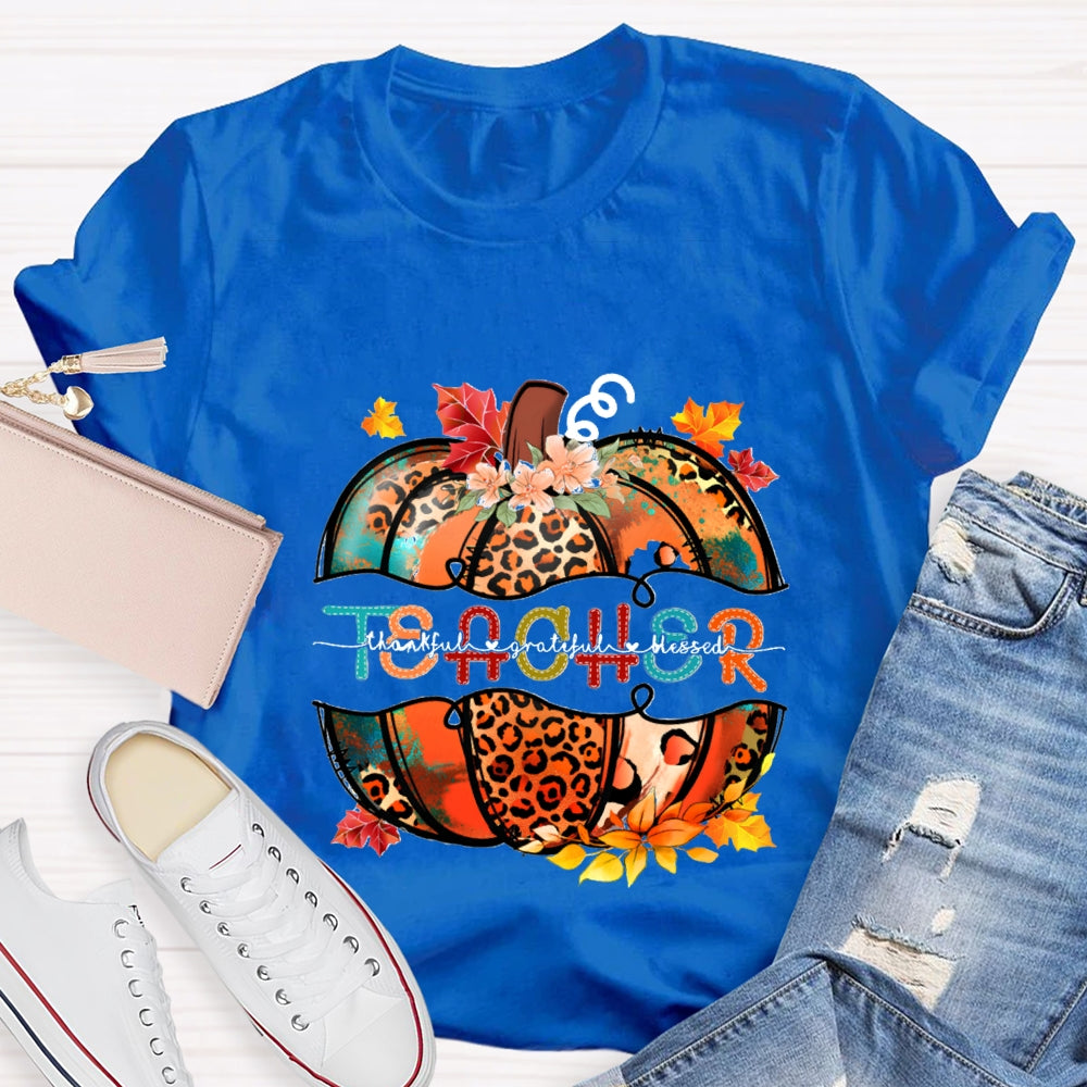 Thankful Grateful Blessed Fall Pumpkin T-Shirt
