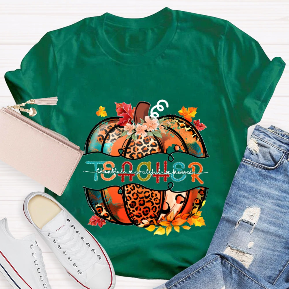 Thankful Grateful Blessed Fall Pumpkin T-Shirt