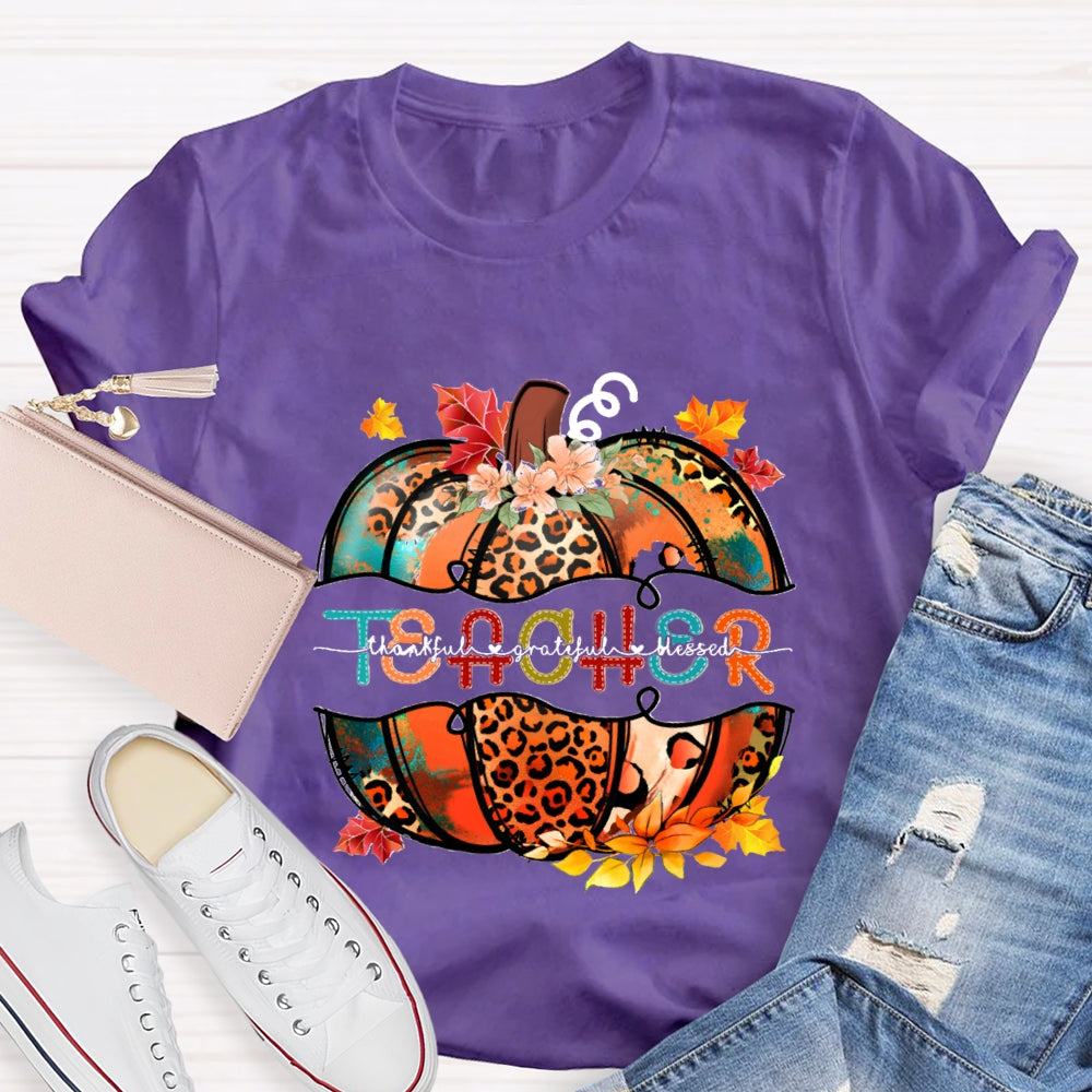 Thankful Grateful Blessed Fall Pumpkin T-Shirt
