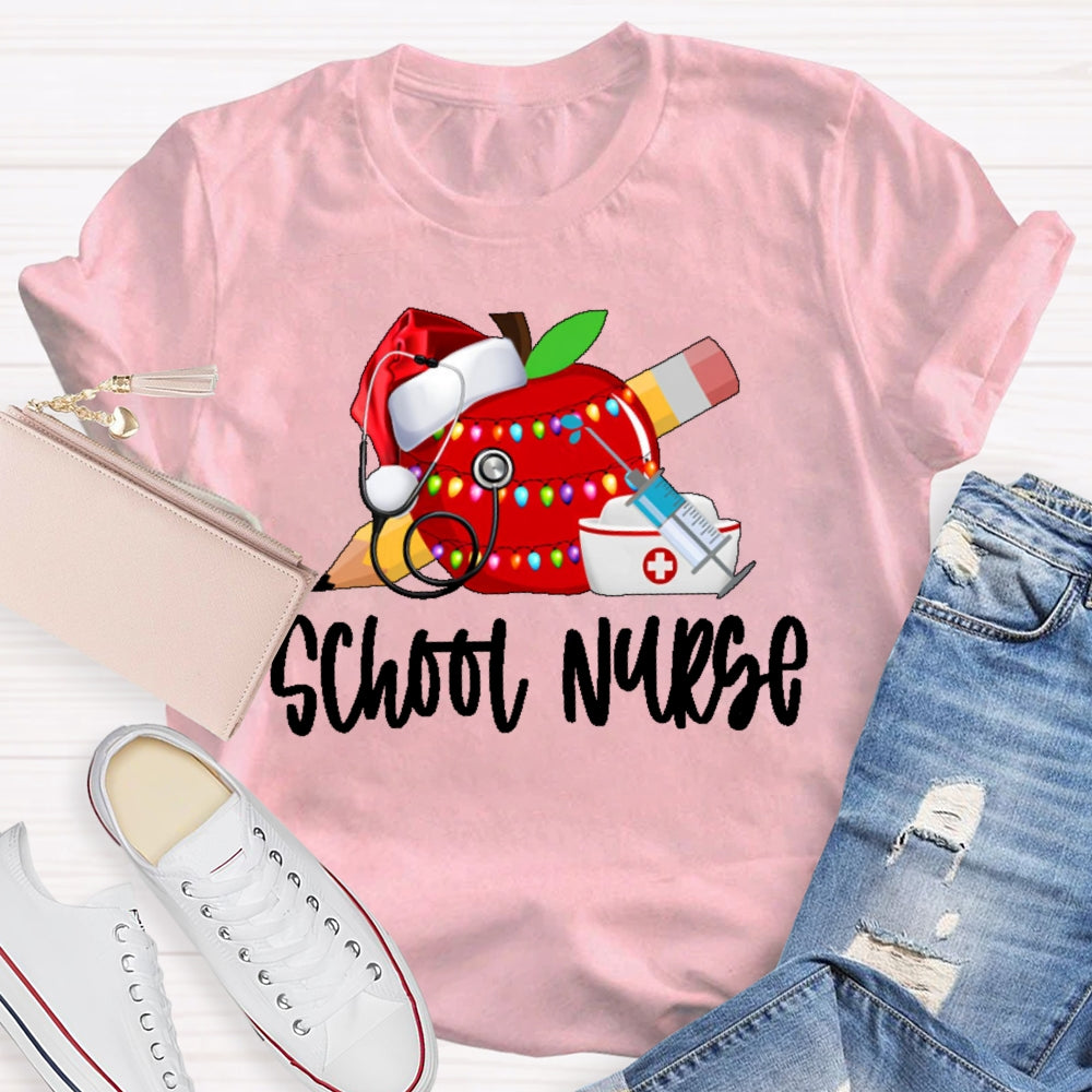 School Nurse Christmas Apple T-shirt