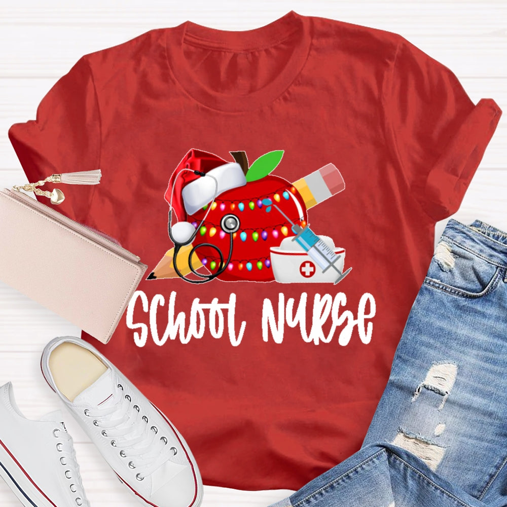School Nurse Christmas Apple T-shirt