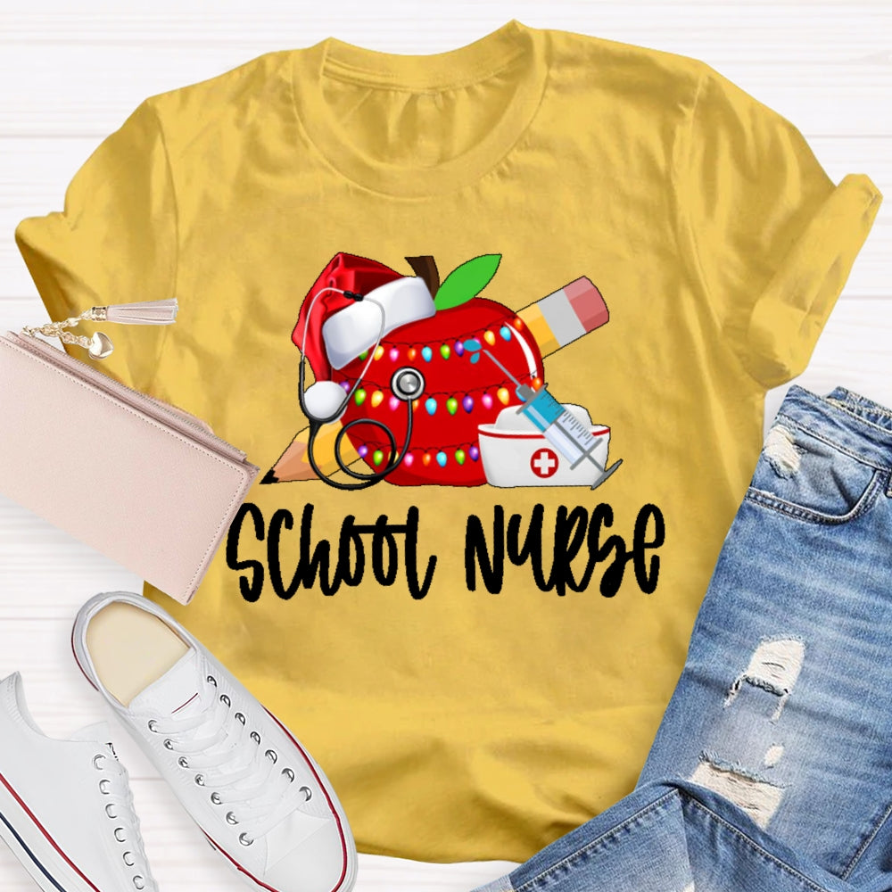 School Nurse Christmas Apple T-shirt