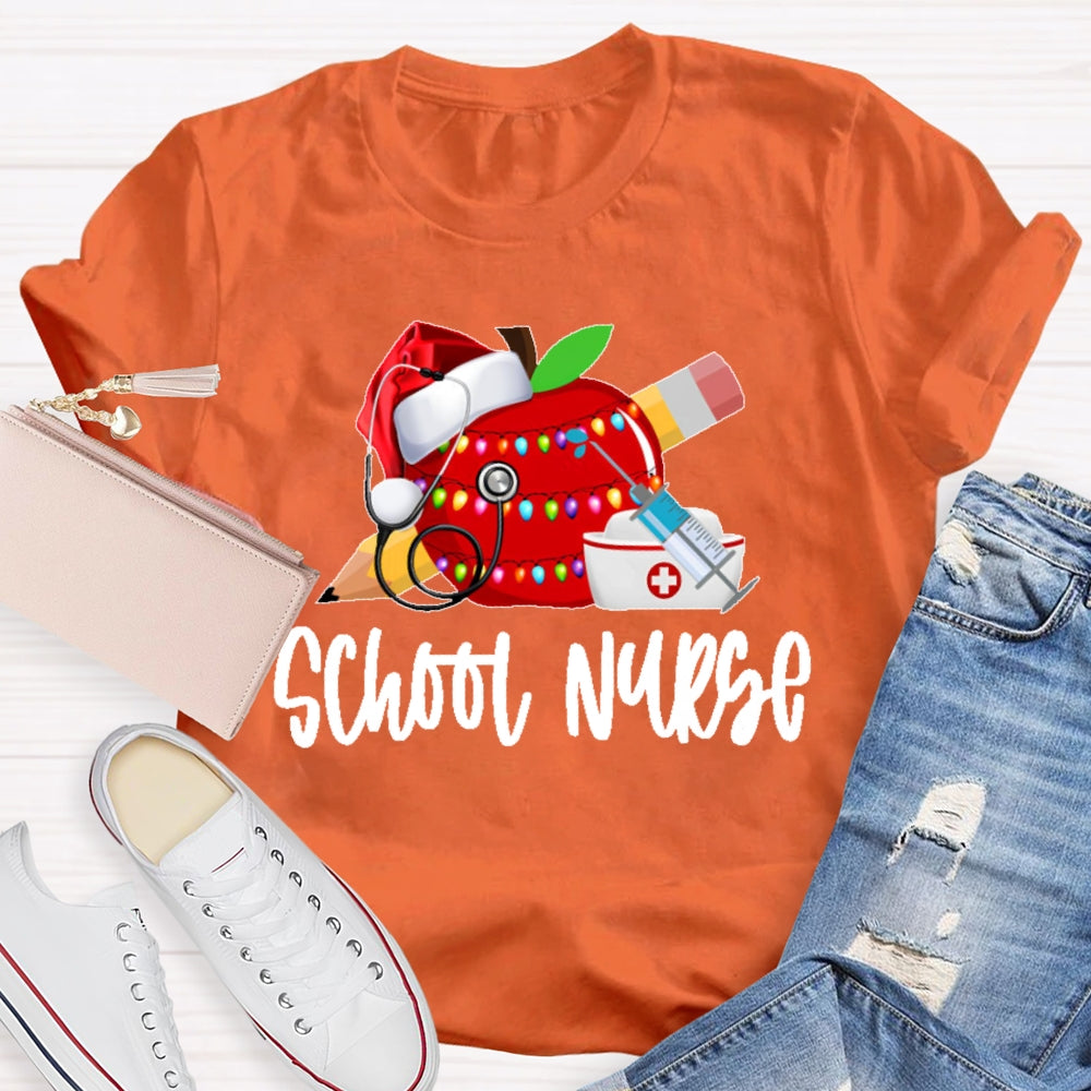 School Nurse Christmas Apple T-shirt