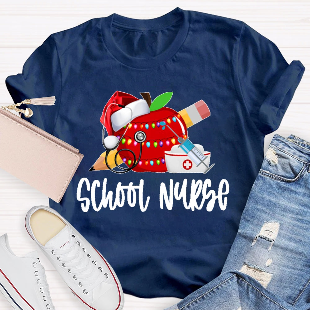 School Nurse Christmas Apple T-shirt