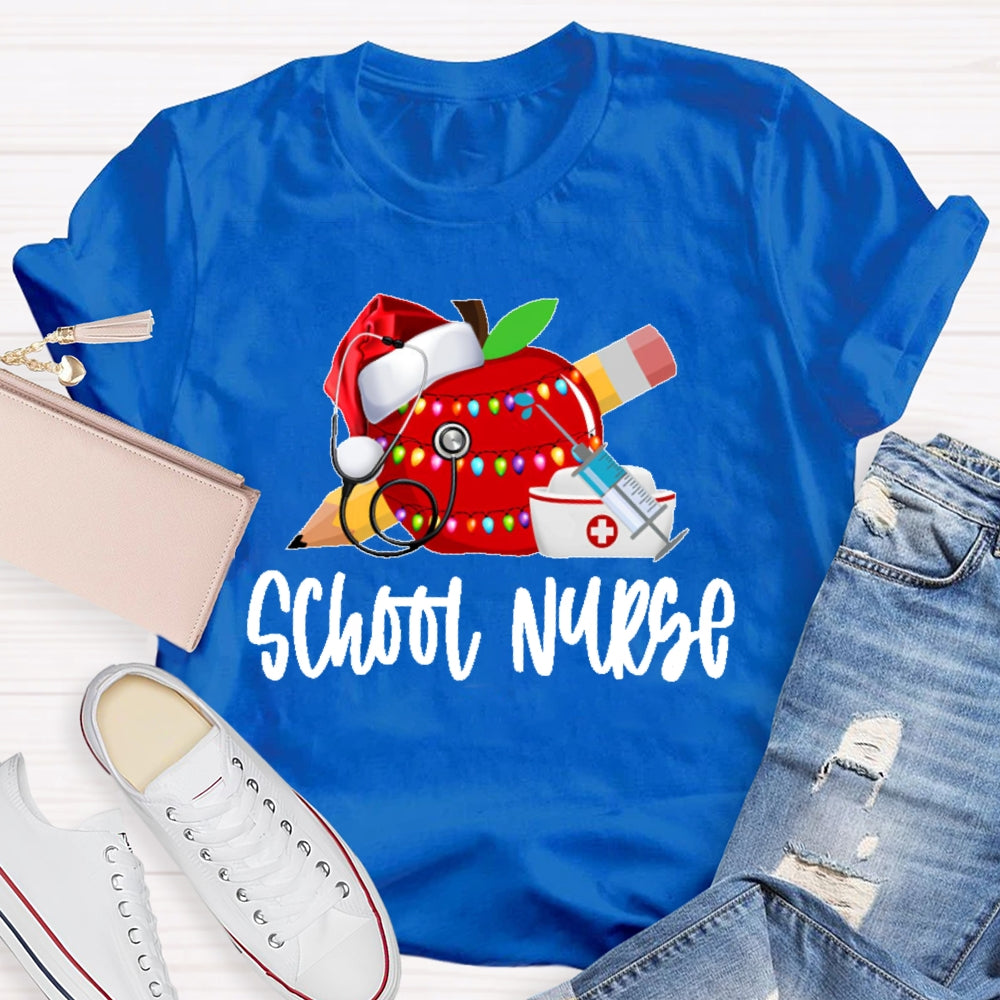School Nurse Christmas Apple T-shirt